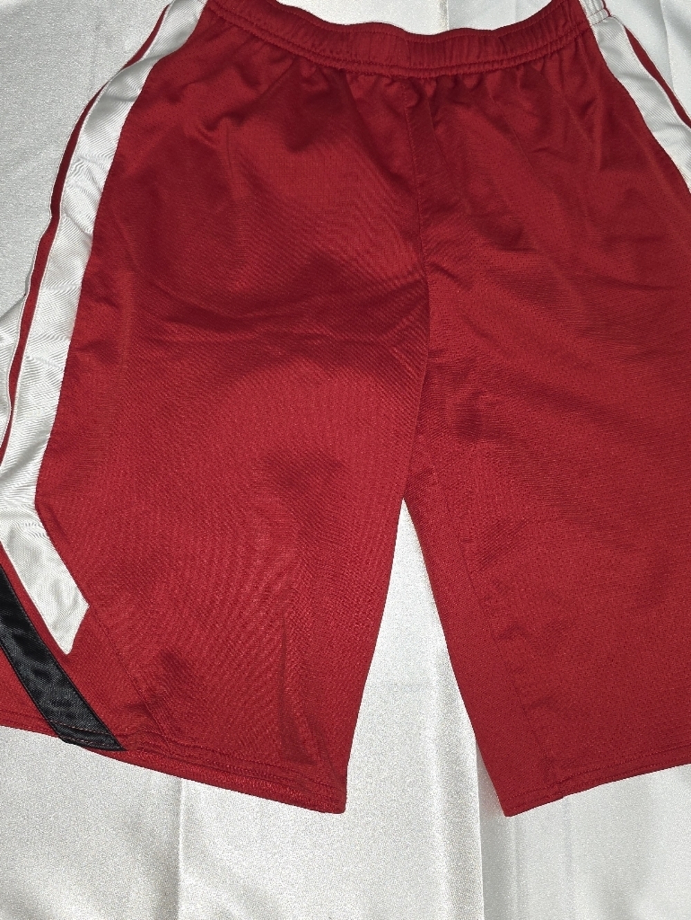 Nike Red Athletic Mesh Shorts with White Side Panels - Picture 2 of 8